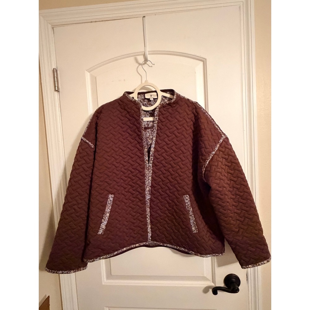 Tuckernuck Reversible Quilted Jacket Brown Floral Basketweave Hook Size XL - Picture 5 of 13